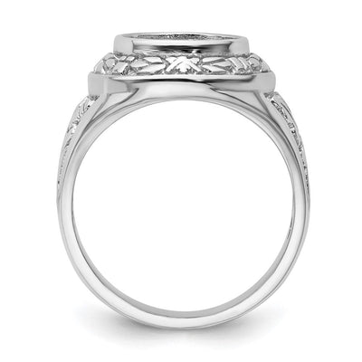 14K White Gold Men's Polished and Textured Masonic Ring Mounting