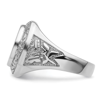 14K White Gold Men's Polished and Textured Masonic Ring Mounting
