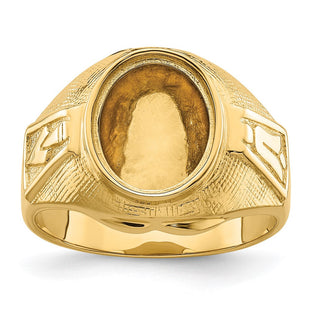 14k Men's Polished and Textured Masonic Ring Mounting (Style Y4075)