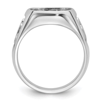 14K White Gold Men's Polished and Textured Masonic Ring Mounting