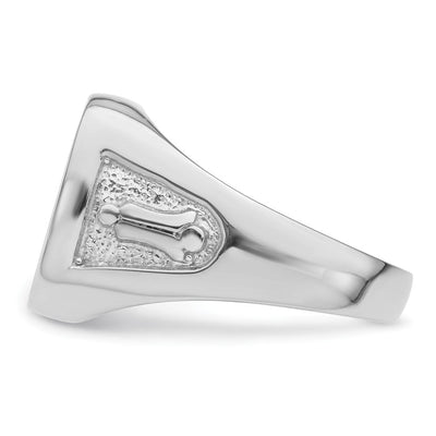 14K White Gold Men's Polished and Textured Masonic Ring Mounting
