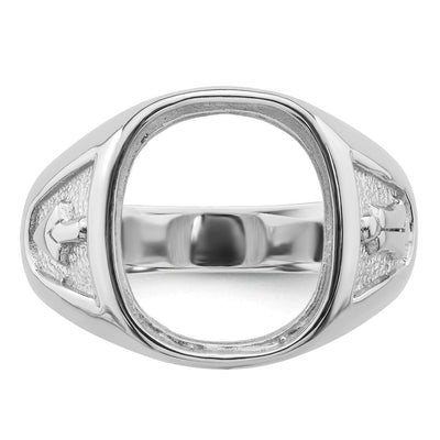 14K White Gold Men's Polished and Textured Masonic Ring Mounting
