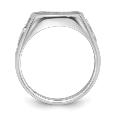 14K White Gold Men's Polished and Textured Masonic Ring Mounting