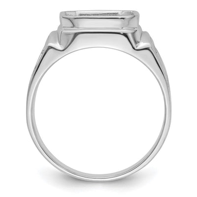 14K White Gold Men's Polished and Textured Masonic Ring Mounting