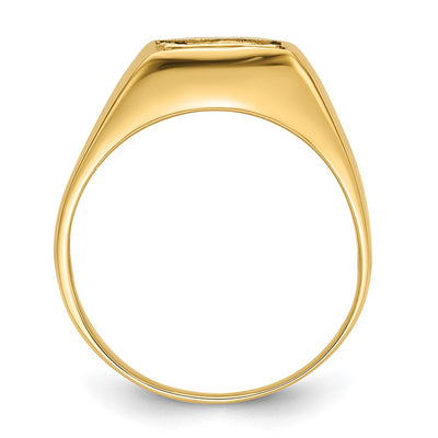 14K Men's Polished and Grooved Masonic Ring Mounting