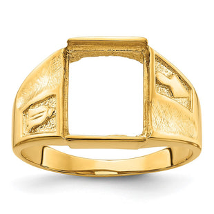 14k Men's Polished and Textured Masonic Ring Mounting (Style Y4092)