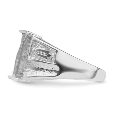 14K White Gold Men's Polished and Textured Masonic Ring Mounting