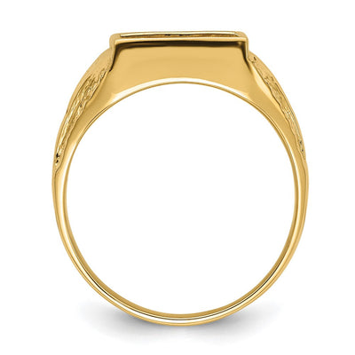 14K Men's Polished and Textured Masonic Ring Mounting