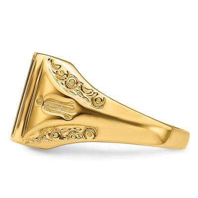 14K Men's Polished and Textured Masonic Ring Mounting