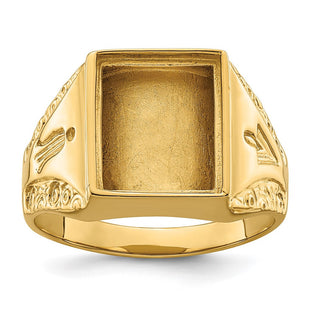 14k Men's Polished and Textured Masonic Ring Mounting (Style Y4094)