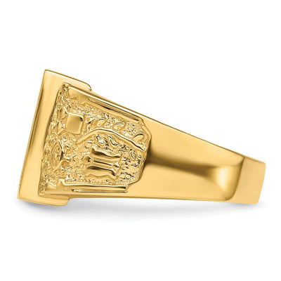 14K Men's Polished and Textured Masonic Ring Mounting