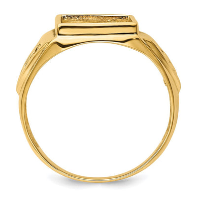 14K Men's Polished and Textured Masonic Ring Mounting