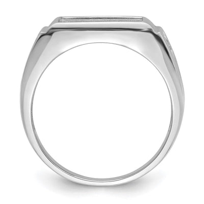 14K White Gold Men's Polished and Textured Masonic Ring Mounting