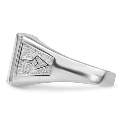 14K White Gold Men's Polished and Textured Masonic Ring Mounting