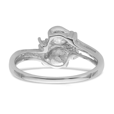 14K White Gold Pearl & Diamond Ring Mounting