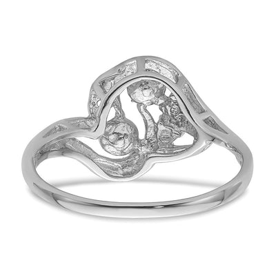 14K White Gold Pearl & Diamond Ring Mounting