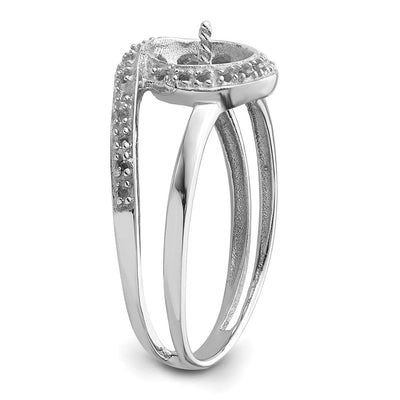 14K White Gold Pearl & Diamond Ring Mounting