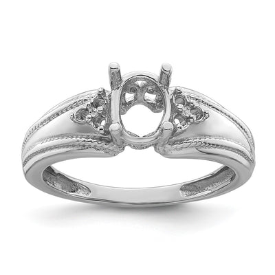 14K White Gold Oval Gemstone / .. Diamond Ring Mounting