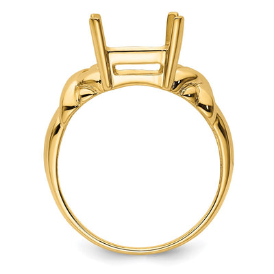 14K Emerald-cut Gemstone Ring Mounting