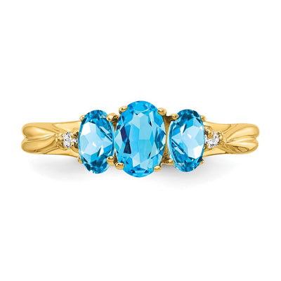 14K Yellow Gold Gemstone & Diamond Ring
