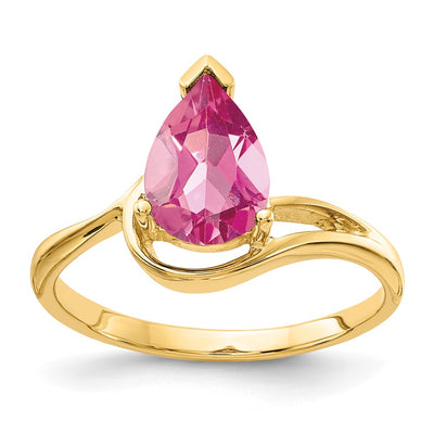 14K Pear Shaped Pink Tourmaline Ring