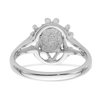 14K White Gold Oval Gemstone Ring Mounting
