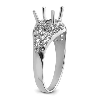 14K White Gold Oval Gemstone Ring Mounting