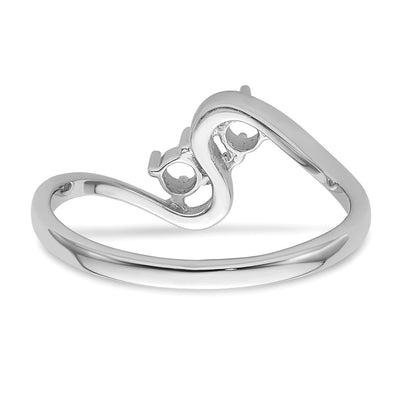 14K White Gold Two Round Gemstone Ring Mounting