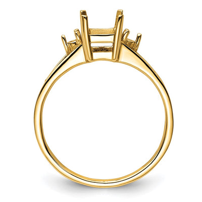 14K Diamond / Emerald-cut Gemstone Ring Mounting