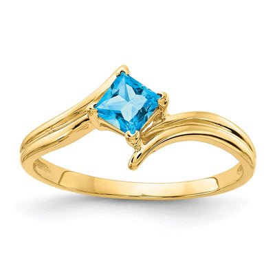 14K Princess Cut Blue Topaz ring