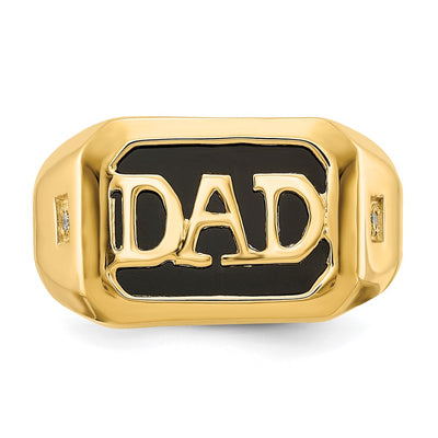 14K AA Diamond Men's Onyx Dad Ring
