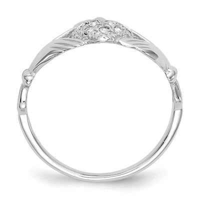 14K White Gold 1/10 carat AA Diamond Claddagh Ring