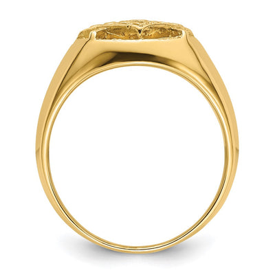 14K Men's Polished and Textured Masonic Ring Mounting