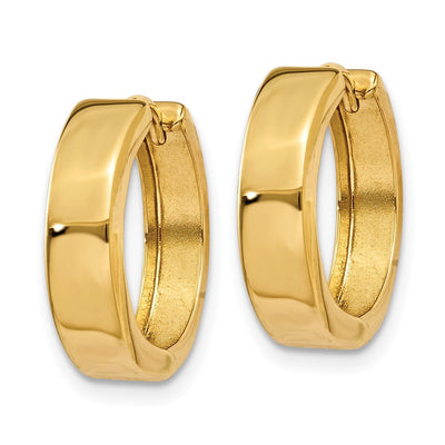 14K Round Hinged Hoop Earrings, 15 x 3.5mm