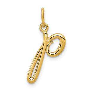 14k Yellow Gold Initial Letter Charm for Personalized Jewelry Accessories (Style YC1060P)