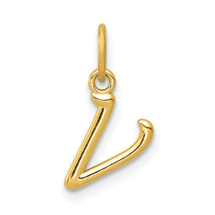 14k Yellow Gold Initial Letter Charm for Personalized Jewelry Accessories (Style YC1060V)