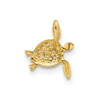 14K Childrens CZ Sea Turtle Chain Slide