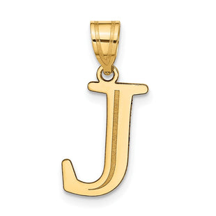 14k Polished Etched Letter J Initial Pendant (Style YC1437J)
