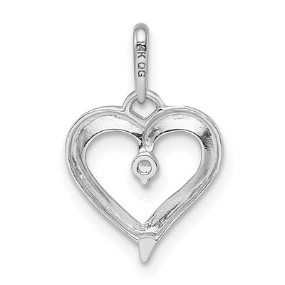 14K White Gold CZ Heart Pendant