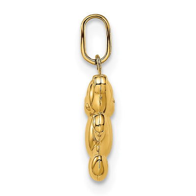 14K Polished Puffed Teddy Bear Pendant