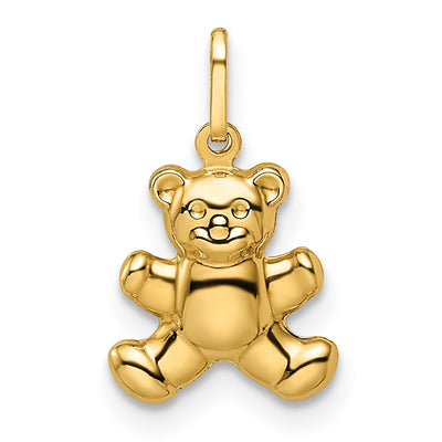 14K Polished Puffed Teddy Bear Pendant
