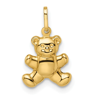 14K Polished Puffed Teddy Bear Pendant
