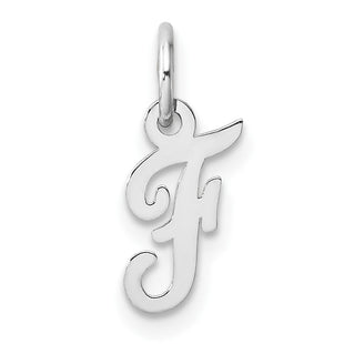 14k White Gold Small Script Letter F Initial Charm (Style YC1527F)