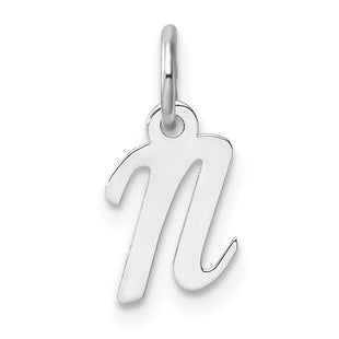 14k White Gold Small Script Letter N Initial Charm (Style YC1527N)