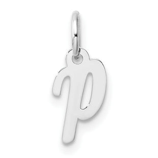 14k White Gold Small Script Letter P Initial Charm (Style YC1527P)