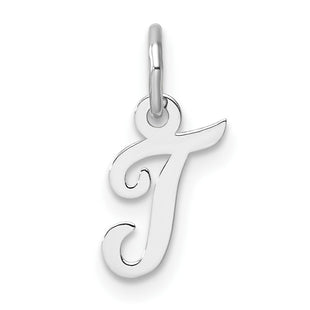 14k White Gold Small Script Letter T Initial Charm (Style YC1527T)