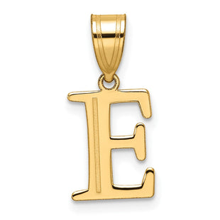 14k Polished Etched Letter E Initial Pendant (Style YC1539E)