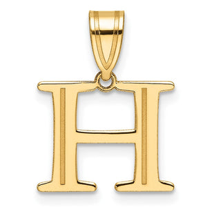 14k Polished Etched Letter H Initial Pendant (Style YC1539H)
