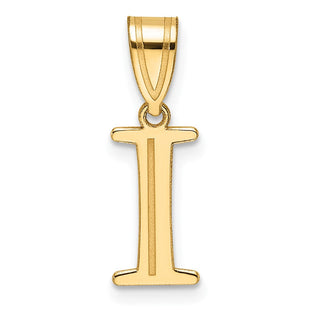 14k Polished Etched Letter I Initial Pendant (Style YC1539I)