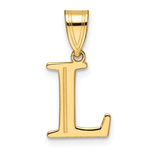 14k Polished Etched Letter L Initial Pendant (Style YC1539L)